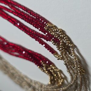 Loft Glimmering Red and Gold Micro Bead Necklace